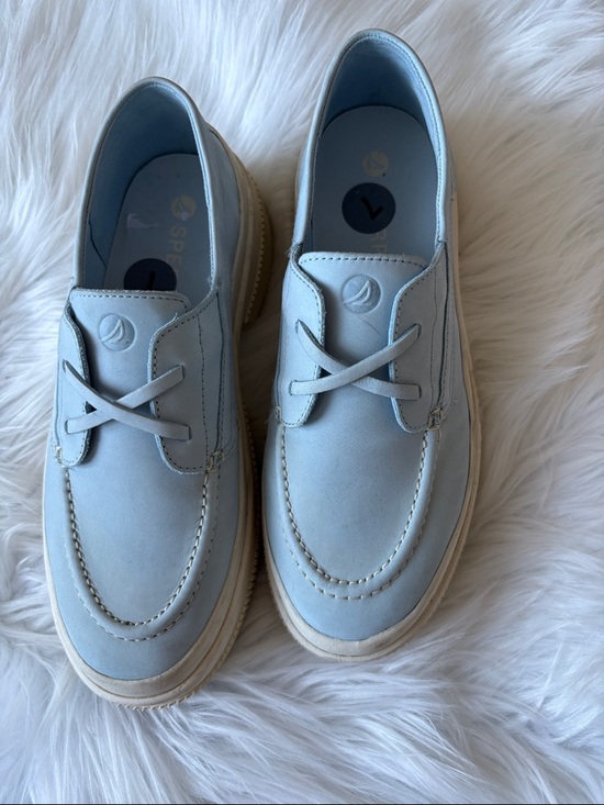 Sperry Other - Sperry Light Blue Leather Slip-On Boat Shoes